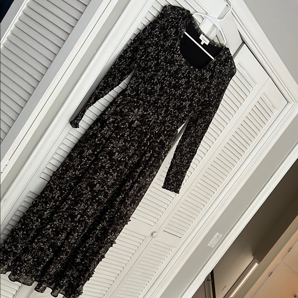 Elegant Black Floral Women's Dress